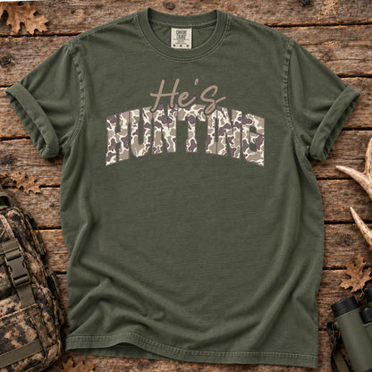 He's Hunting Block T-Shirt in Moss