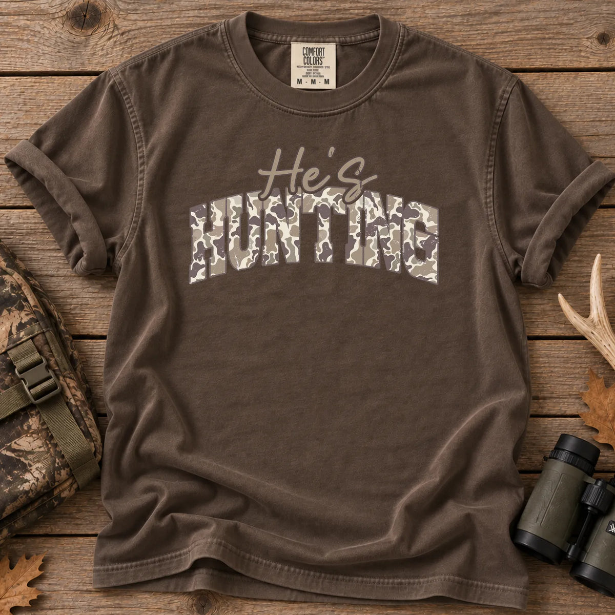 He's Hunting Block T-Shirt in Espresso