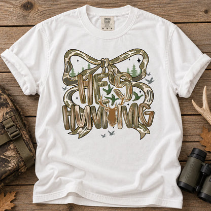 He's Hunting Camo Bow T-Shirt in White