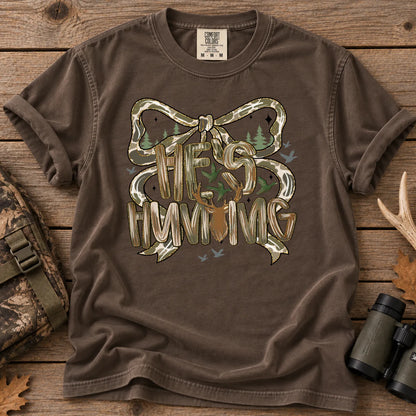 He's Hunting Camo Bow T-Shirt in Espresso