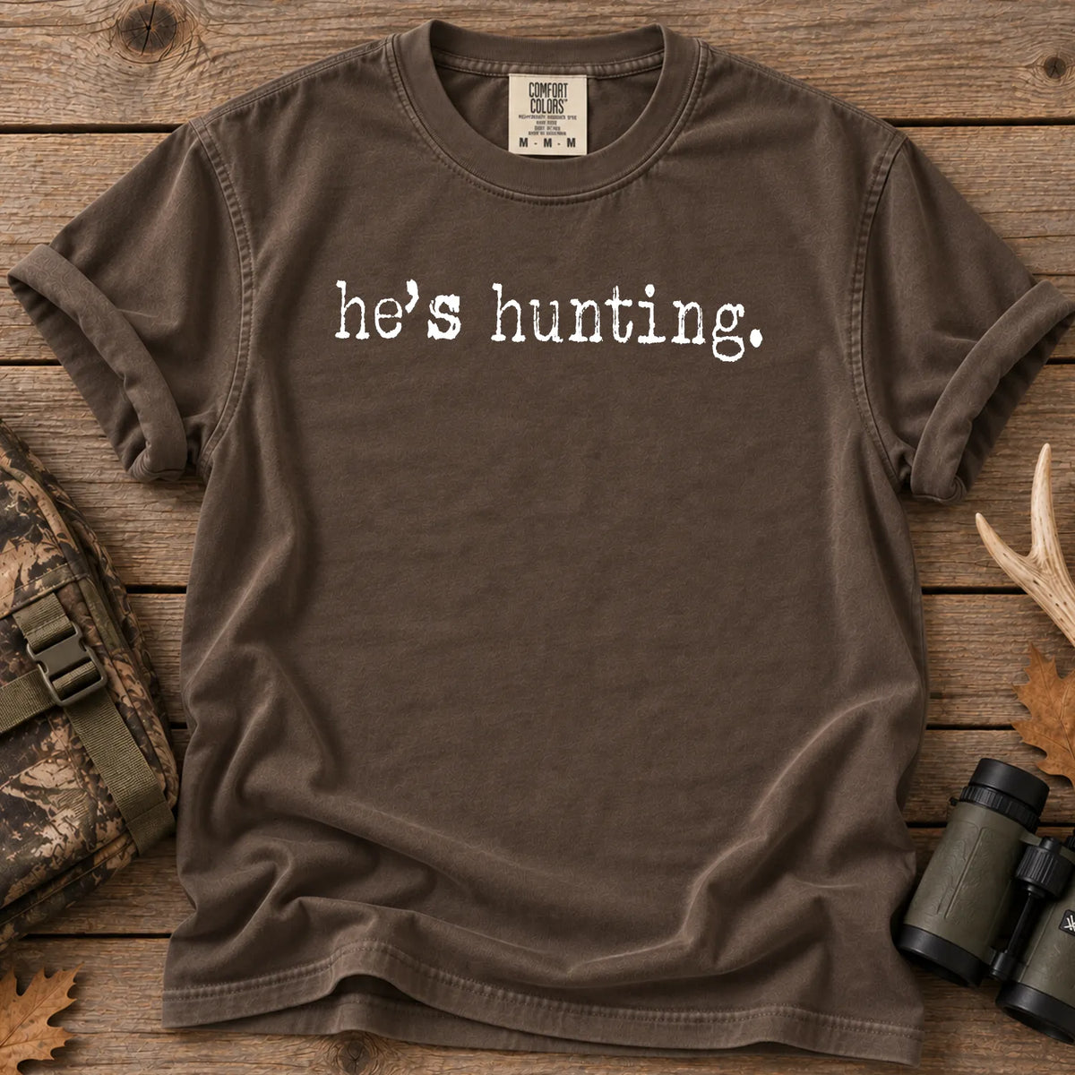 He's Hunting Camo T-Shirt in Espresso