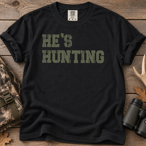 He's Hunting Green Block T-Shirt in Black