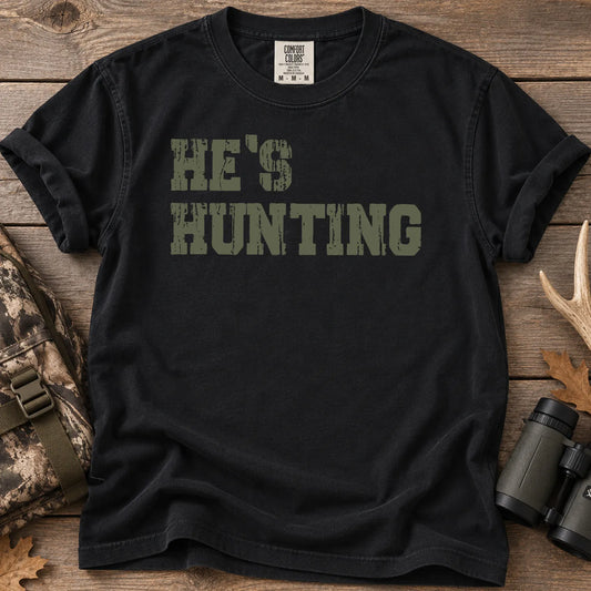 He's Hunting Green Block T-Shirt in Black