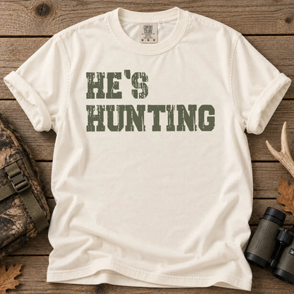 He's Hunting Green Block T-Shirt in Ivory