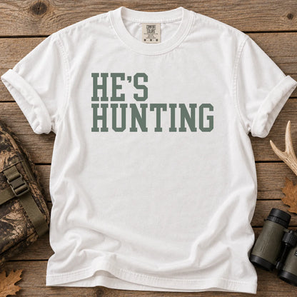 He's Hunting Green Camo T-Shirt in White