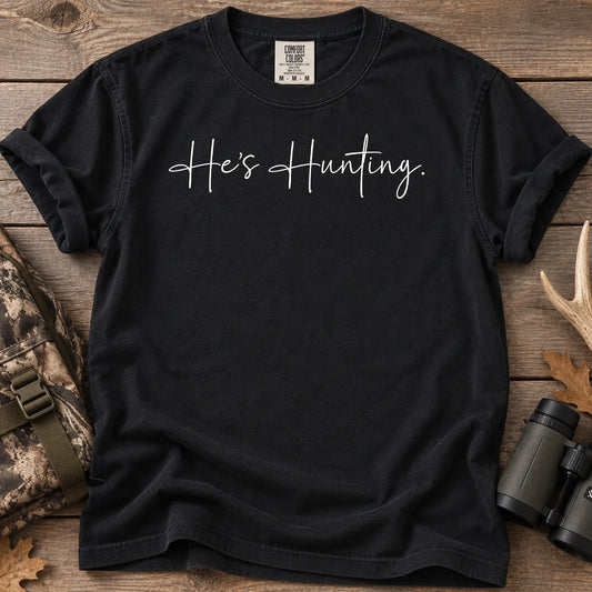 He's Hunting Script T-Shirt in Black