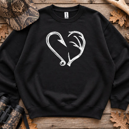 Hook and Antler Heart Sweatshirt in Black