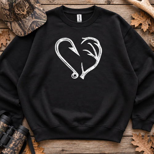 Hook and Antler Heart Sweatshirt in Black