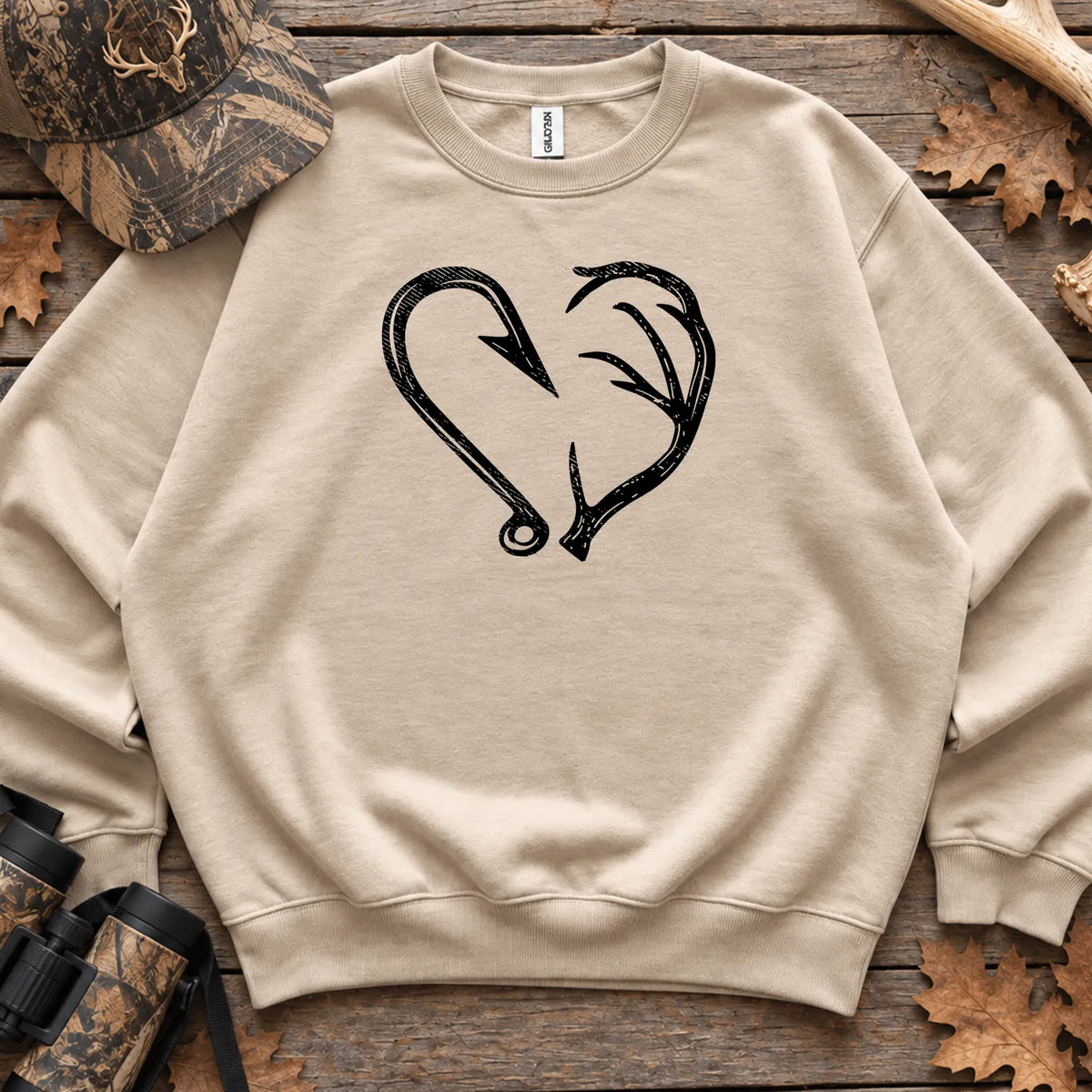 Hook and Antler Heart Sweatshirt in Sand