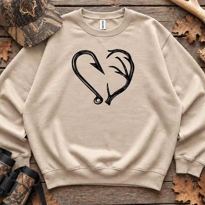 Hook and Antler Heart Sweatshirt in Sand