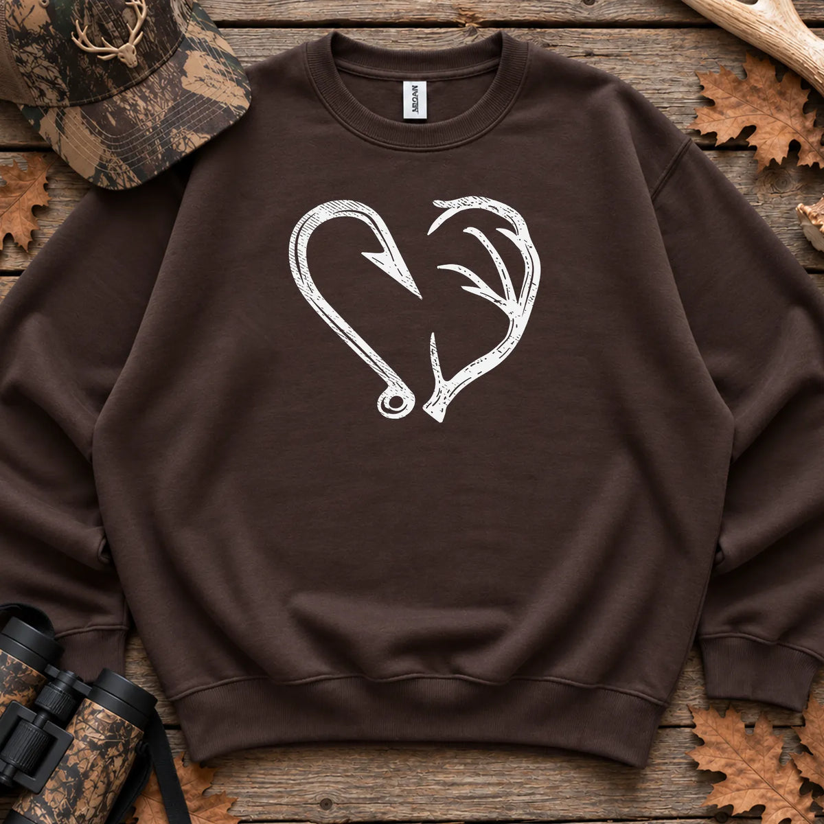 Hook and Antler Heart Sweatshirt in Dark Chocolate