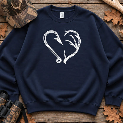 Hook and Antler Heart Sweatshirt in Navy