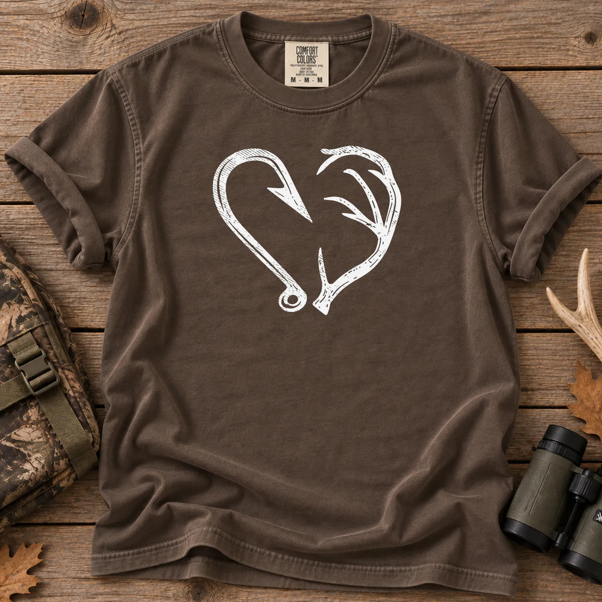 Hook and Antler Heart T-Shirt in Espresso