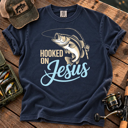 Hooked on Jesus Fishing T-Shirt in True Navy