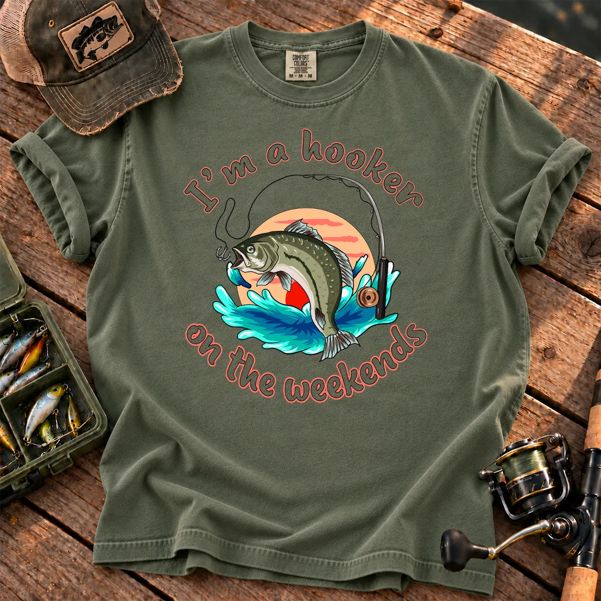 Hooker on the Weekends T-Shirt in Moss