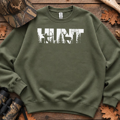 Hunt Wildlife Typography Sweatshirt in Military Green