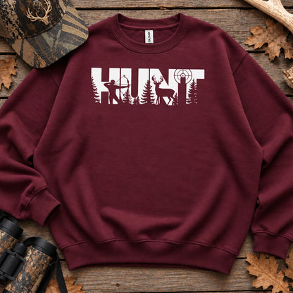 Hunt Wildlife Typography Sweatshirt in Maroon