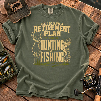 Hunting and Fishing Retirement Plan T-Shirt in Moss