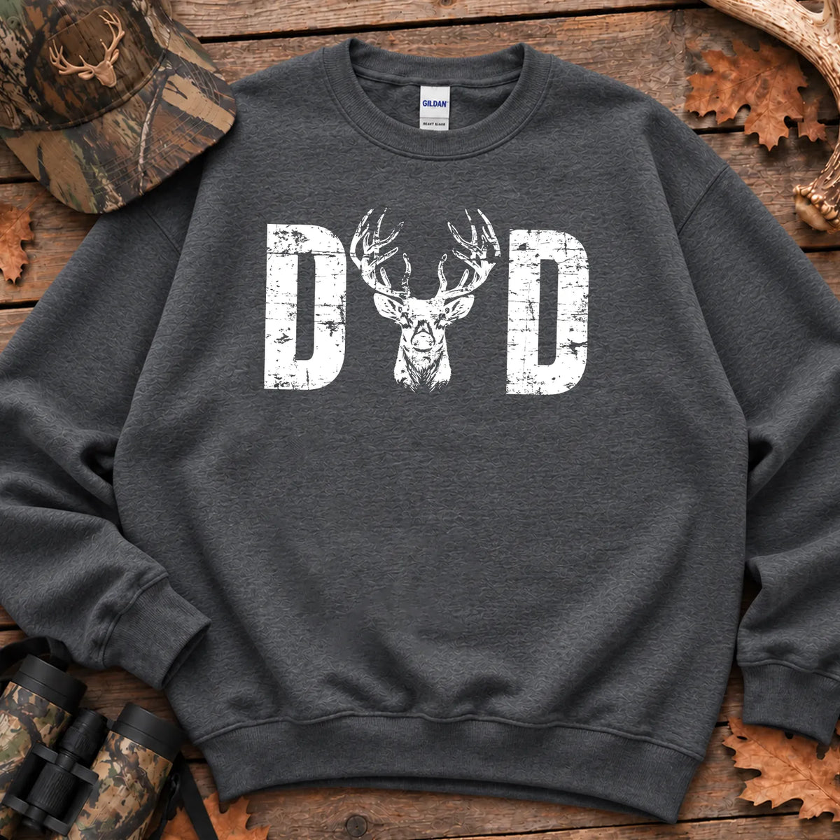 Hunting Dad Whitetail Sweatshirt in Dark Heather