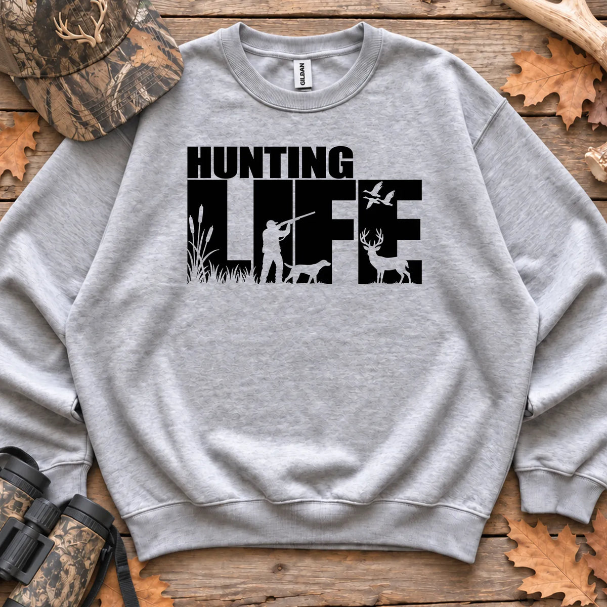 Hunting Life Silhouette Sweatshirt in Sport Grey