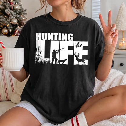Hunting Life T-Shirt Women model in Black