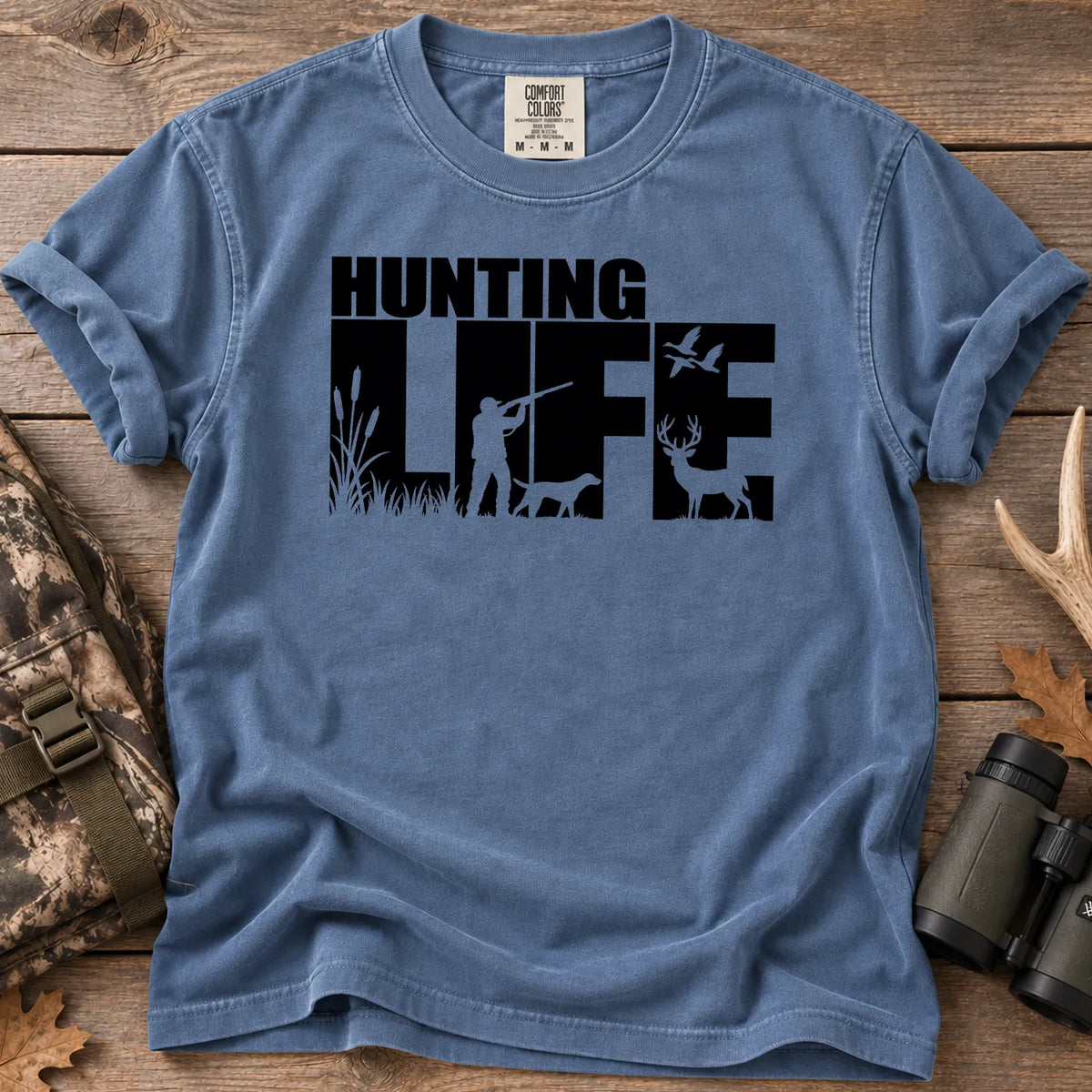 Hunting Life T-Shirt in Blue Jean