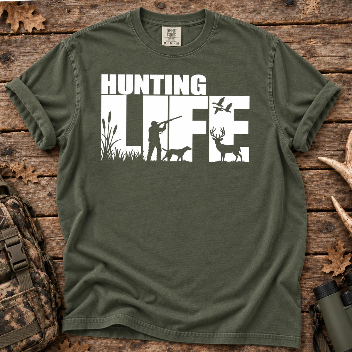 Hunting Life T-Shirt in Moss