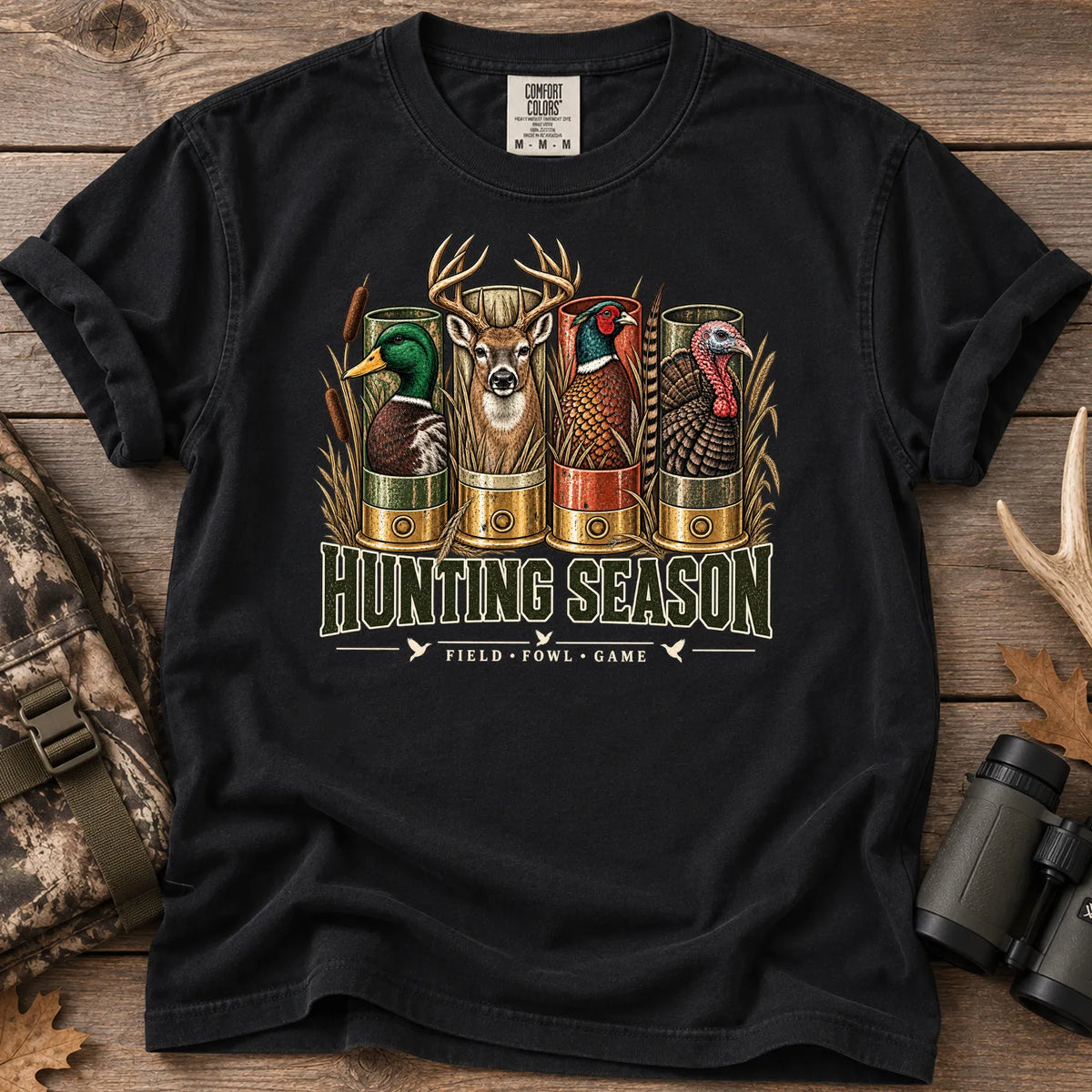 Hunting Season Field and Fowl T-Shirt in Black