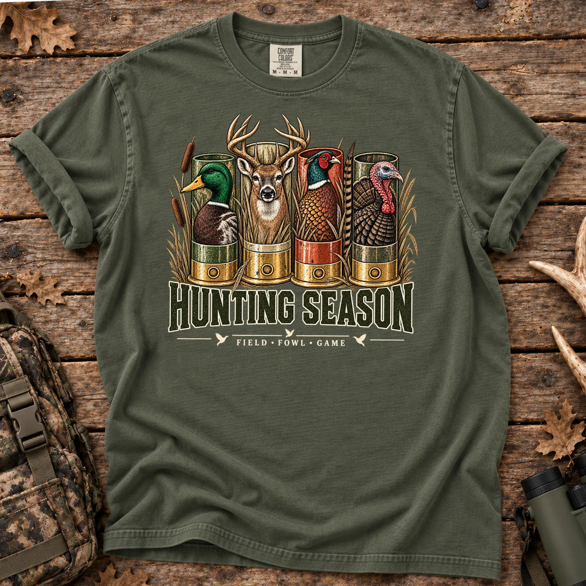 Hunting Season Field and Fowl T-Shirt in Moss