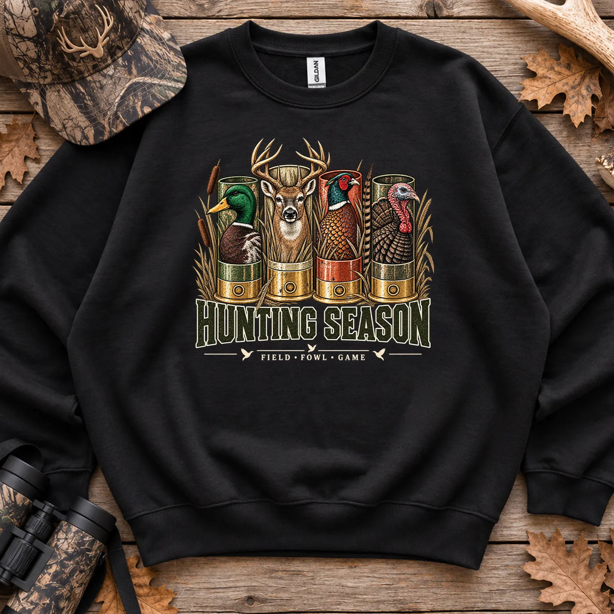 Hunting Season Field Fowl Game Sweatshirt in Black