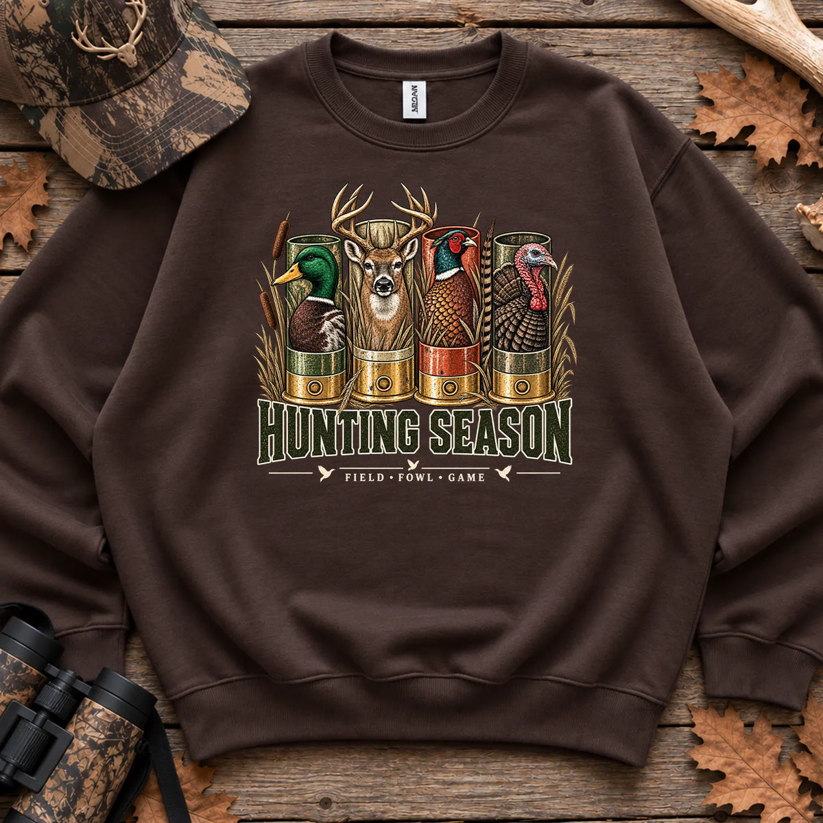 Hunting Season Field Fowl Game Sweatshirt in Dark Chocolate