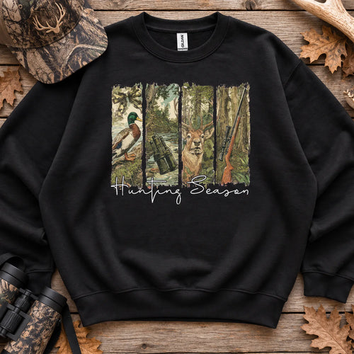 Hunting Season Forest Collage Sweatshirt in Black