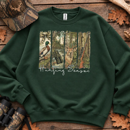 Hunting Season Forest Collage Sweatshirt in Forest Green