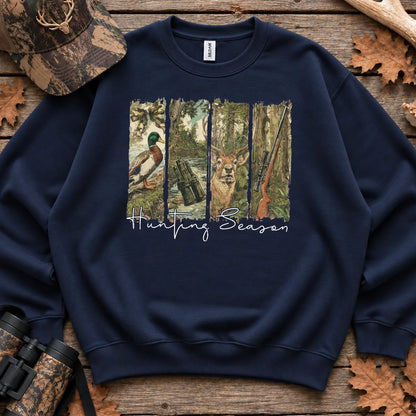 Hunting Season Forest Collage Sweatshirt in Navy