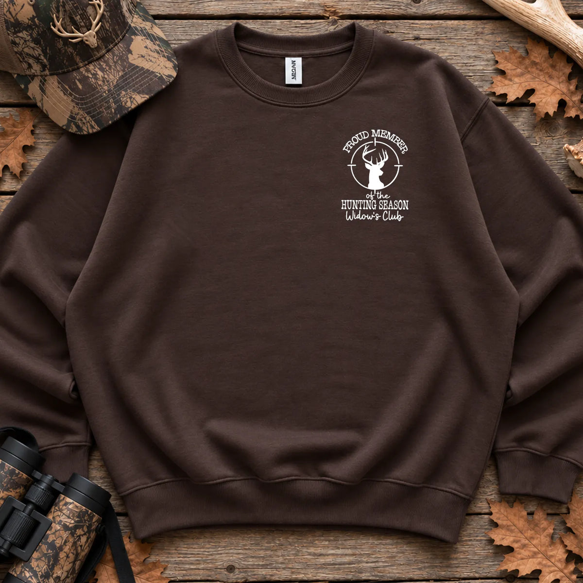 Hunting Season Widows Club Sweatshirt in Dark Chocolate