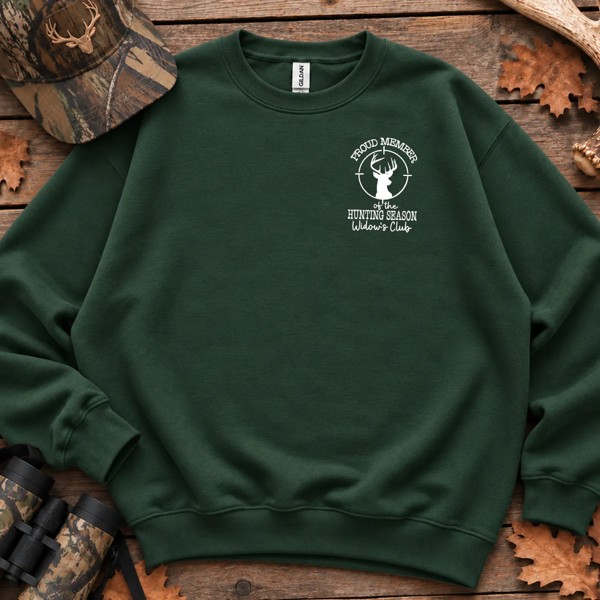 Hunting Season Widows Club Sweatshirt in Forest Green