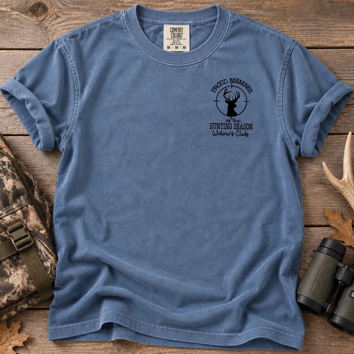 Hunting Season Widows Club T-Shirt in Blue Jean