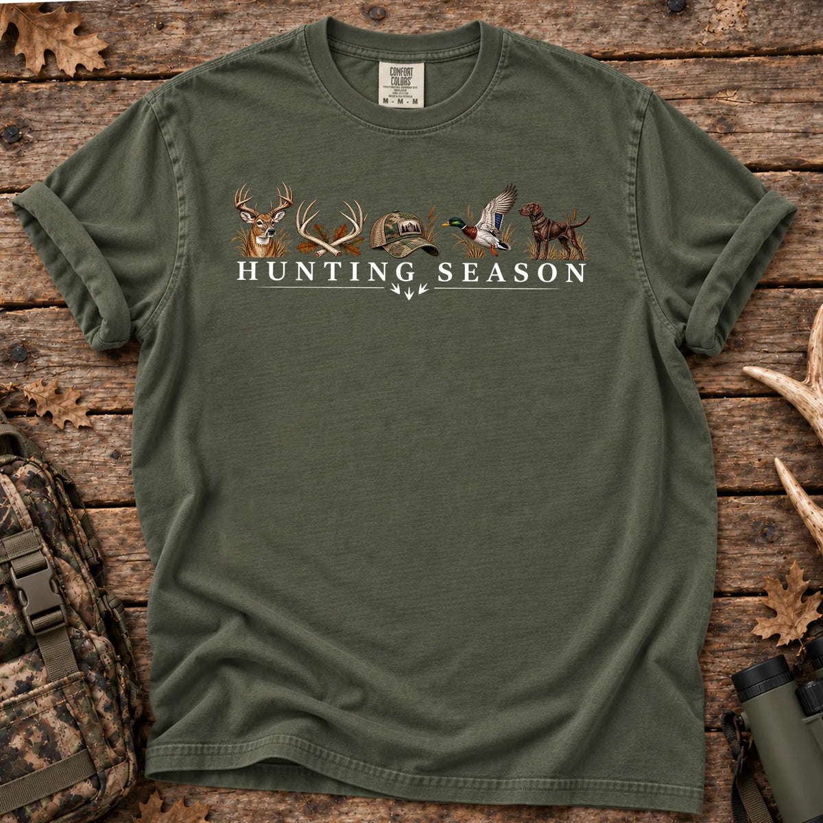Hunting Season Wildlife Lineup T-Shirt in Moss