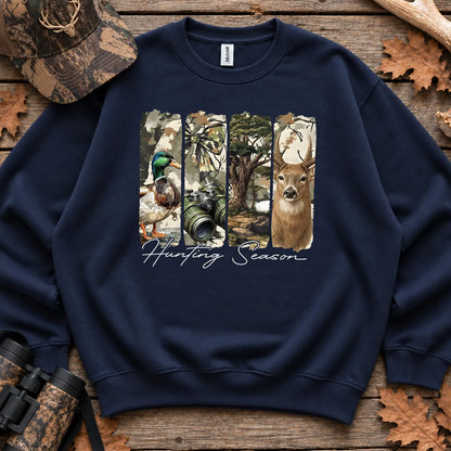 Hunting Season Wildlife Panels Sweatshirt in Navy
