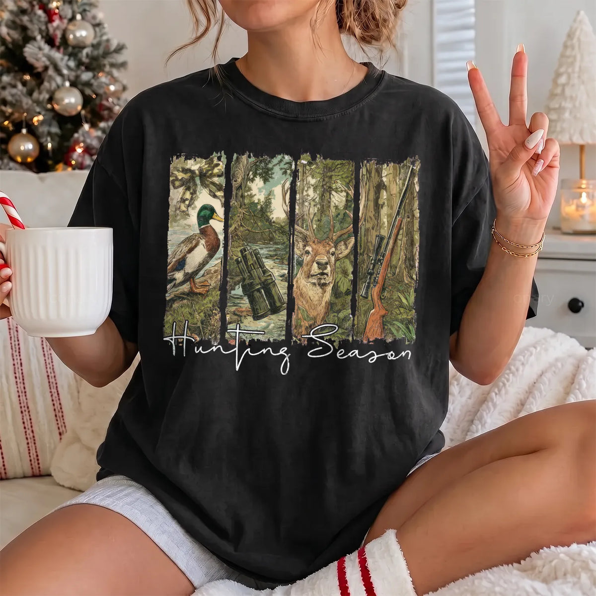 Hunting Season Wildlife T-Shirt Women model in Black