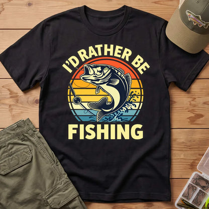 I'd Rather Be Fishing T-Shirt in Black