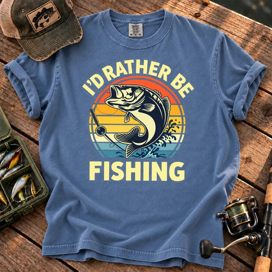 I'd Rather Be Fishing T-Shirt in Blue Jean