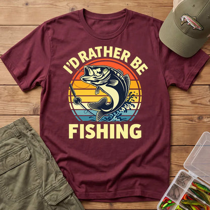 I'd Rather Be Fishing T-Shirt in Maroon