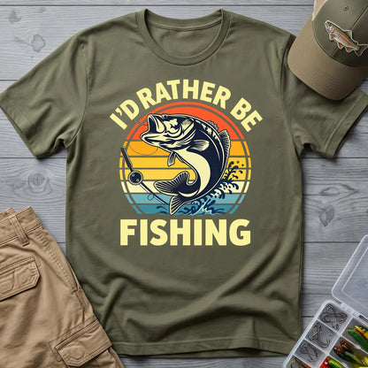 I'd Rather Be Fishing T-Shirt in Military Green