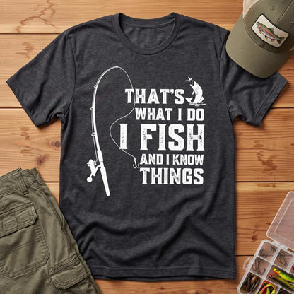 I Fish and I Know Things T-Shirt in Dark Heather
