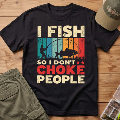 I Fish So I Stay Calm T-Shirt in Black