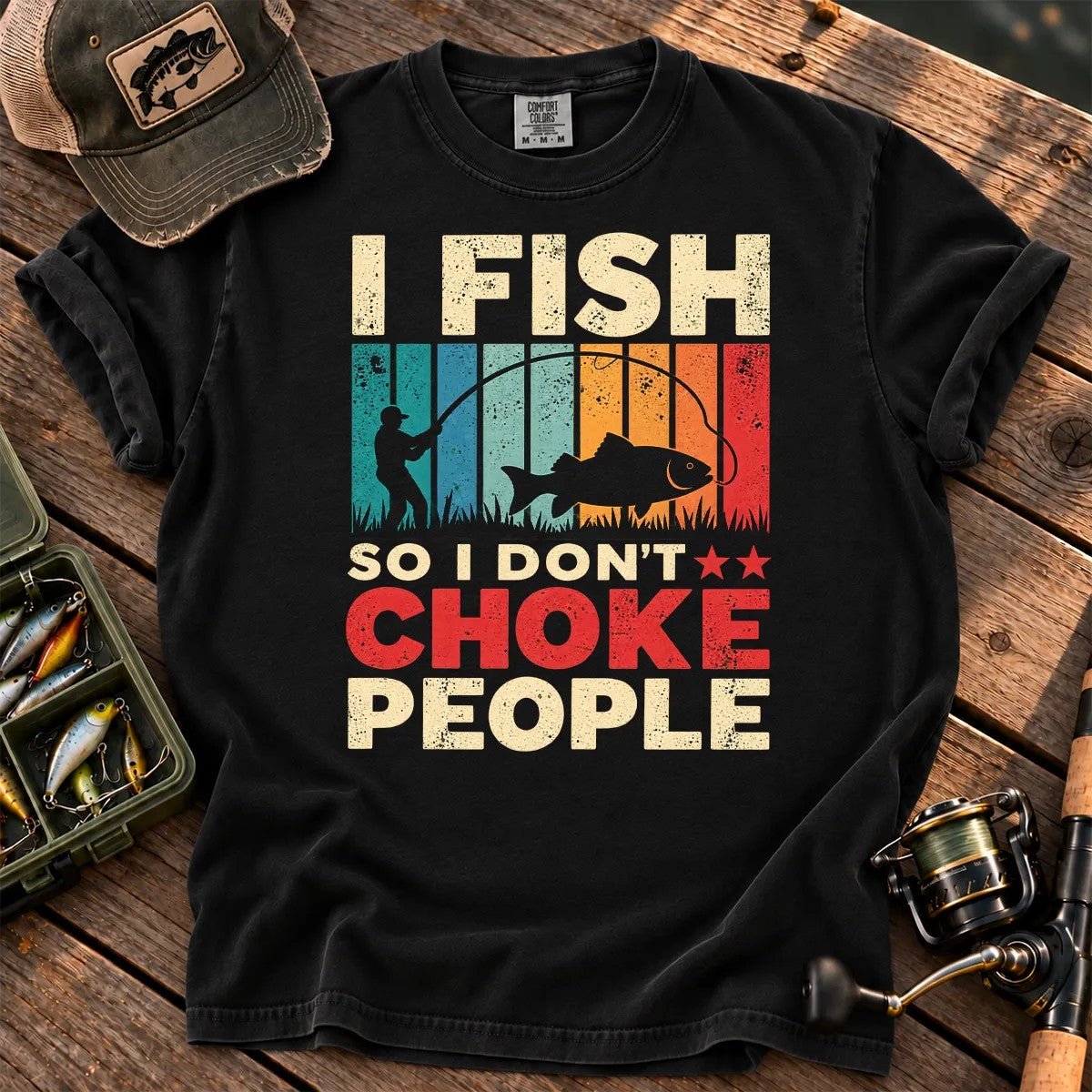 I Fish So I Stay Calm T-Shirt in Black