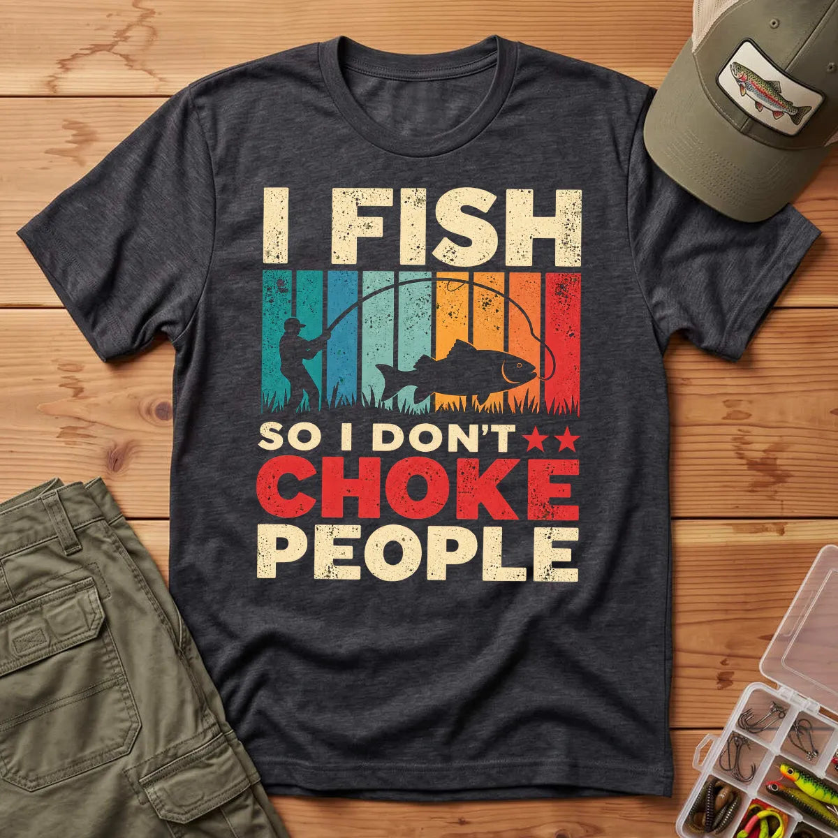 I Fish So I Stay Calm T-Shirt in Dark Heather