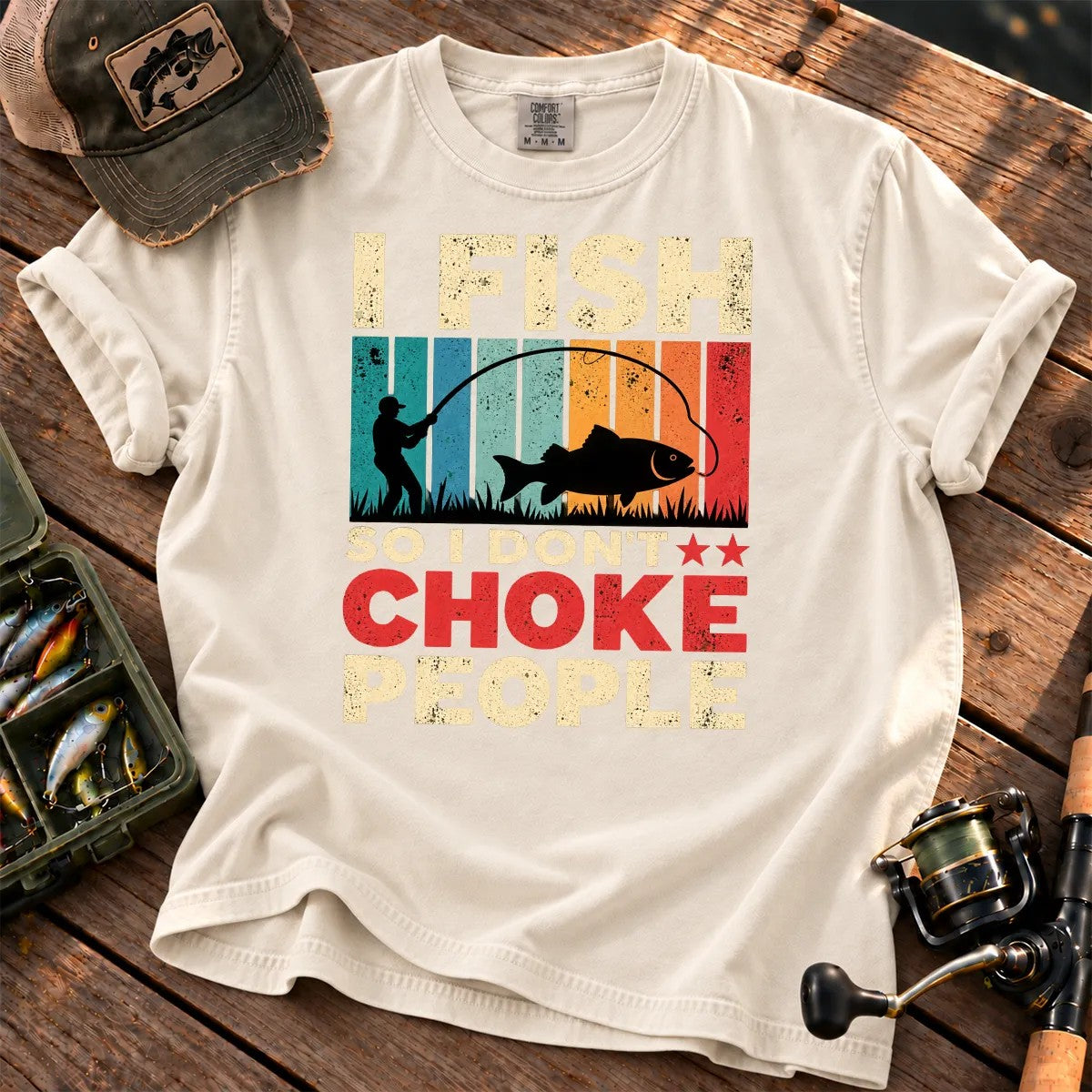 I Fish So I Stay Calm T-Shirt in Ivory