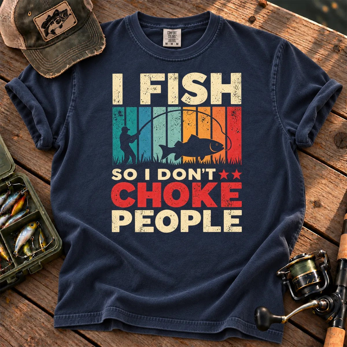 I Fish So I Stay Calm T-Shirt in True Navy